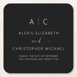 ミニマモダンリストのエレガントな結婚式 スクエアペーパーコースター