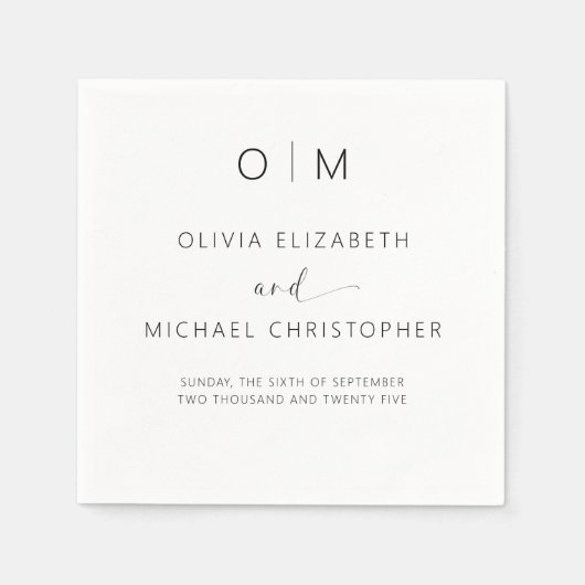 ミニマモダンリストのエレガントな結婚式 スタンダードカクテルナプキン (正面)