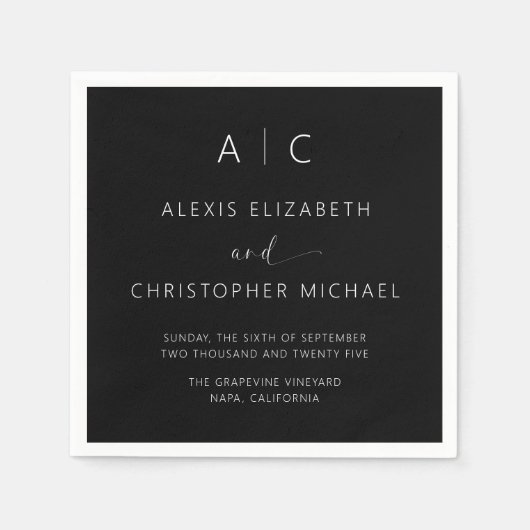 ミニマモダンリストのエレガントな結婚式 スタンダードカクテルナプキン (正面)