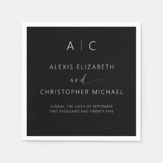 ミニマモダンリストのエレガントな結婚式 スタンダードカクテルナプキン (正面)