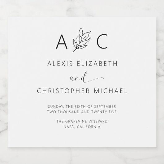 ミニマモダンリストのエレガントな結婚式 ビールラベル (シングルラベル)