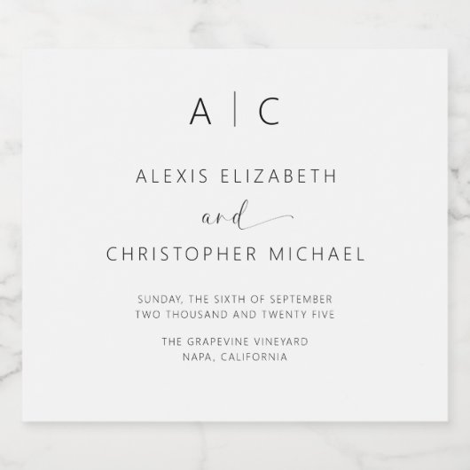 ミニマモダンリストのエレガントな結婚式 ビールラベル (シングルラベル)