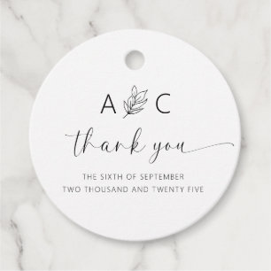 ミニマモダンリストのエレガントな結婚式 フェイバータグ