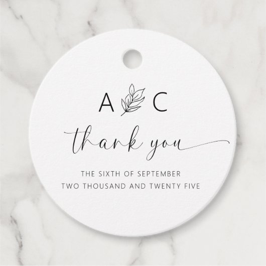 ミニマモダンリストのエレガントな結婚式 フェイバータグ (正面)