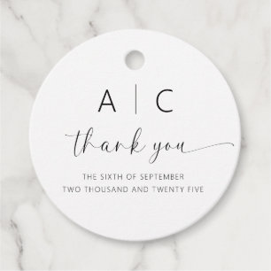 ミニマモダンリストのエレガントな結婚式 フェイバータグ