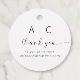 ミニマモダンリストのエレガントな結婚式 フェイバータグ