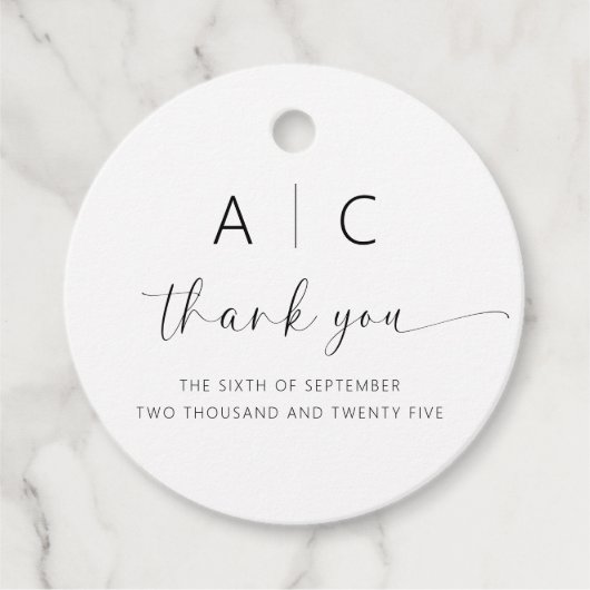 ミニマモダンリストのエレガントな結婚式 フェイバータグ (正面)