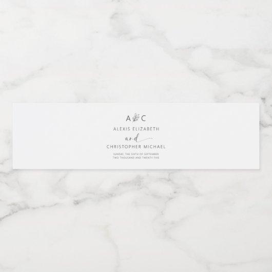 ミニマモダンリストのエレガントな結婚式 ペットボトルラベル (シングルラベル)