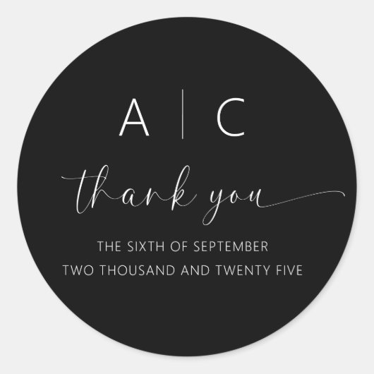 ミニマモダンリストのエレガントな結婚式 ラウンドシール (正面)