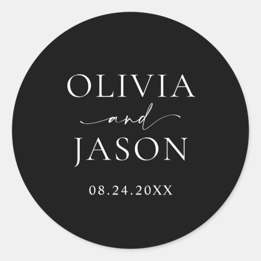 ミニマモダンリストのエレガントな結婚式 ラウンドシール (正面)