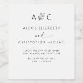 ミニマモダンリストのエレガントな結婚式 ワインラベル (シングルラベル)