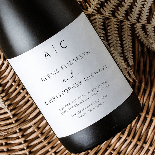 ミニマモダンリストのエレガントな結婚式 ワインラベル