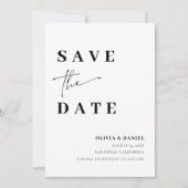 ミニマモダンリストのエレガント写真日付カードの保存 招待状 (正面)