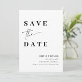 ミニマモダンリストのエレガント写真日付カードの保存 招待状 (スタンド正面)