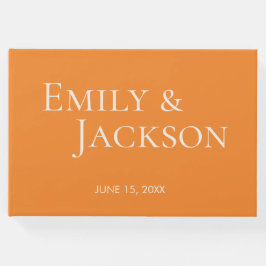ミニマモダンリストのオレンジ結婚ホワイト ゲストブック