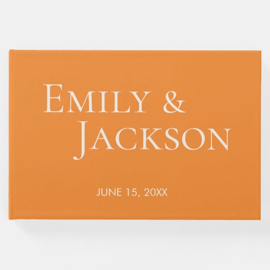 ミニマモダンリストのオレンジ結婚ホワイト ゲストブック (正面)