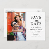 ミニマモダンリストのカップル写真の日付を保存 ポストカード (正面/裏面)