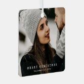 ミニマモダンリストのカップル写真メリークリスマス メタルオーナメント (正面右)