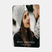 ミニマモダンリストのカップル写真メリークリスマス メタルオーナメント (正面左)