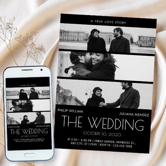 ミニマモダンリストのカバームービーのポ結婚スターフォト 招待状