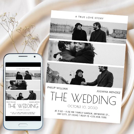 ミニマモダンリストのカバームービーのポ結婚スターフォト 招待状