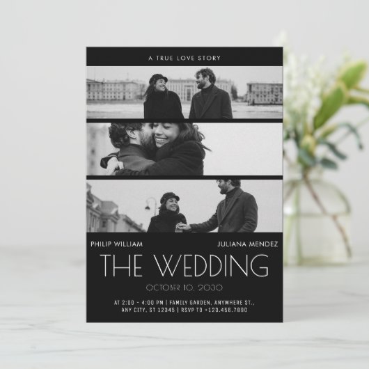 ミニマモダンリストのカバームービーのポ結婚スターフォト 招待状 (スタンド正面)