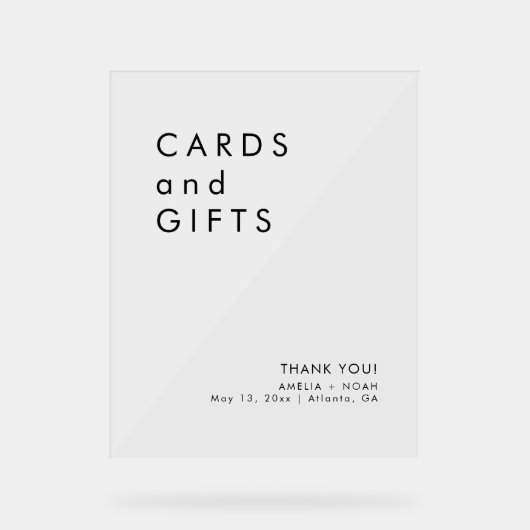 ミニマモダンリストのカードとギフト結婚ズ アクリルサイン (正面)