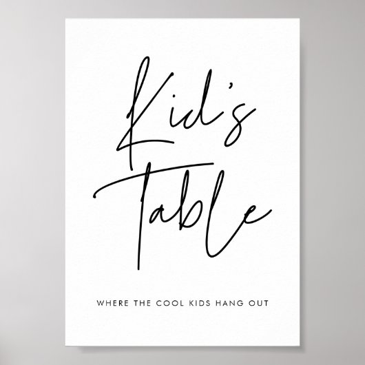 ミニマモダンリストのキッズテーブルの結婚署名 ポスター (正面)