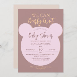 ミニマモダンリストのクマの赤ちゃんシャワー 招待状