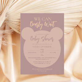 ミニマモダンリストのクマの赤ちゃんシャワー 招待状