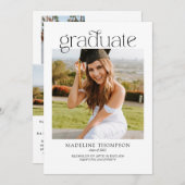 ミニマモダンリストのクラスフォトコラージュ卒業 案内状 (正面/裏面)