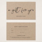 ミニマモダンリストのクラフト紙ギフト券 (正面&裏面)