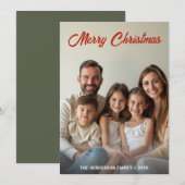 ミニマモダンリストのクリスマスカスタムフォトグリーン シーズンカード (正面/裏面)