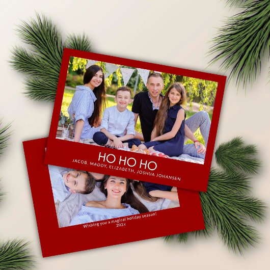 ミニマモダンリストのクリムゾンレッド「HO HO HO」写真 シーズンカード