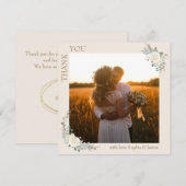 ミニマモダンリストのクリーム金ゴールド結婚フローラの写真 サンキューカード (正面/裏面)