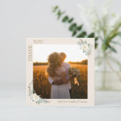 ミニマモダンリストのクリーム金ゴールド結婚フローラの写真 サンキューカード (スタンド正面)