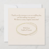 ミニマモダンリストのクリーム金ゴールド結婚フローラの写真 サンキューカード (裏面)