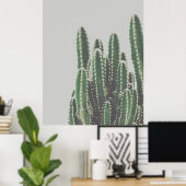 ミニマモダンリストのグリーンサボテンの写真 ポスター (ホームオフィス)