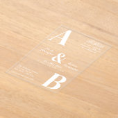 ミニマモダンリストのグレーと白イスラーム結婚ズ アクリル招待状 (レイダウン)