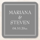 ミニマモダンリストのグ結婚レイ スクエアペーパーコースター (正面)