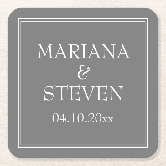 ミニマモダンリストのグ結婚レイ スクエアペーパーコースター (正面)