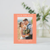 ミニマモダンリストのコーラル日付を保存 ポストカード (スタンド正面)