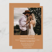 ミニマモダンリストのゴールデン結婚タン写真 招待状 (正面/裏面)