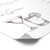 ミニマモダンリストのシグネチャドリンク結婚のメニュー ポスター (角)