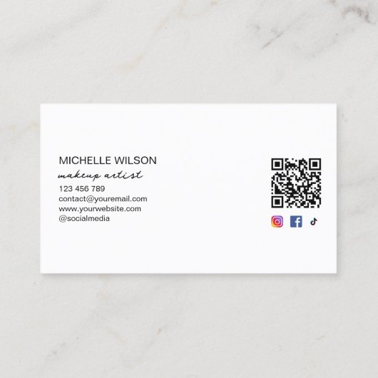 ミニマモダンリストのシグネチャーメイクアップアーティストラッシュ 名刺 (裏面)