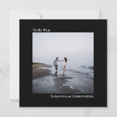 ミニマモダンリストのシックなブラックスクエア結婚フォト 招待状 (正面)