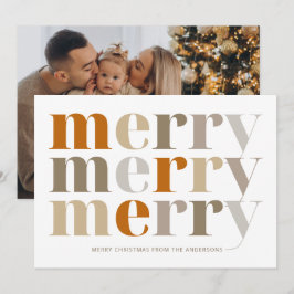 ミニマモダンリストのシックなメリークリスマスフォト シーズンカード