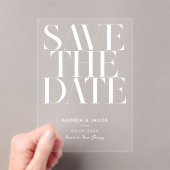 ミニマモダンリストのシックな結婚式の日付を保存 アクリル招待状 (インサイチュ (ポータブル))