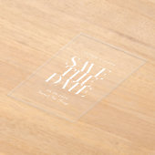 ミニマモダンリストのシックな結婚式の日付を保存 アクリル招待状 (レイダウン)