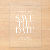 ミニマモダンリストのシックな結婚式の日付を保存 アクリル招待状 (正面)